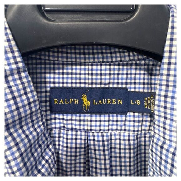 Ralph Lauren Blue plaid‎ short sleeve men's size L button down shirt - Picture 3 of 4